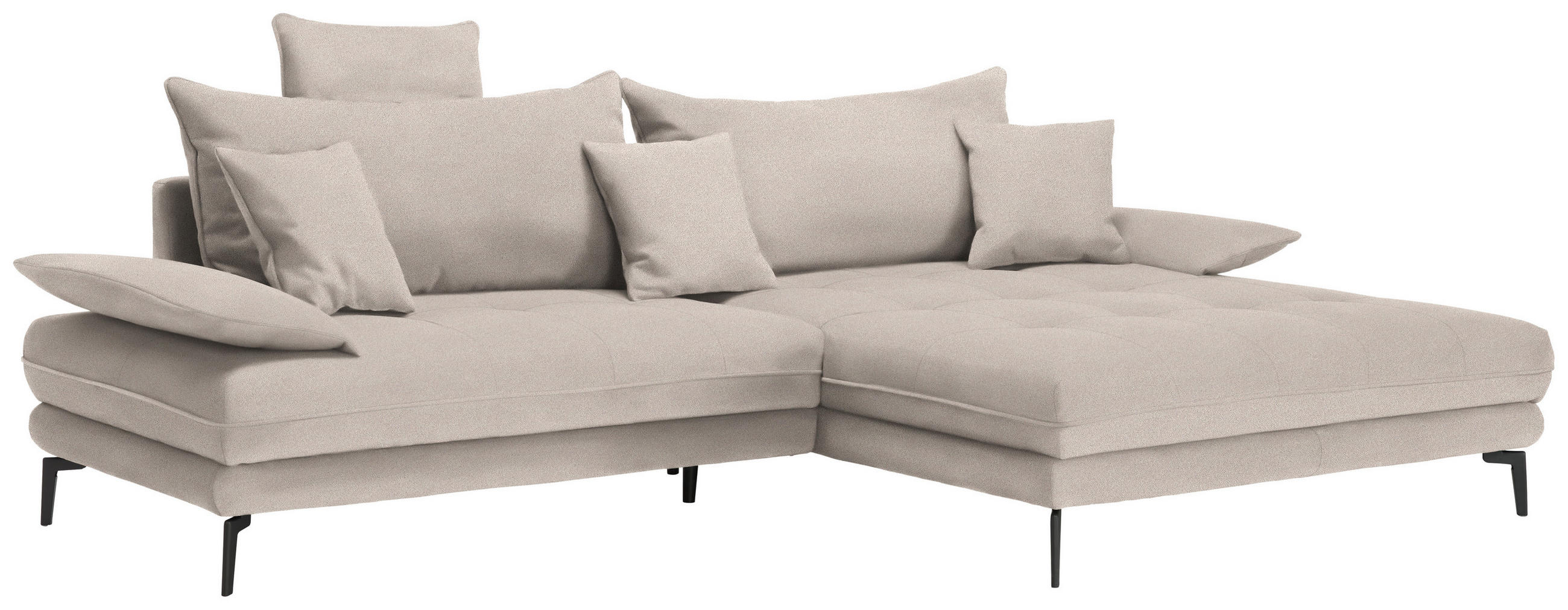 ECKSOFA PRATO Beige Mikrofaser  - Beige/Schwarz, MODERN, Textil/Metall (292/176cm) - MID.YOU