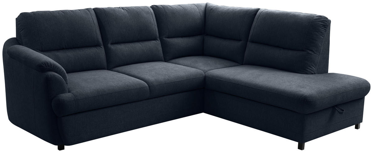 ECKSOFA Dunkelblau  - Greige/Schwarz, Basics, Holz/Textil (240/200cm) - MID.YOU
