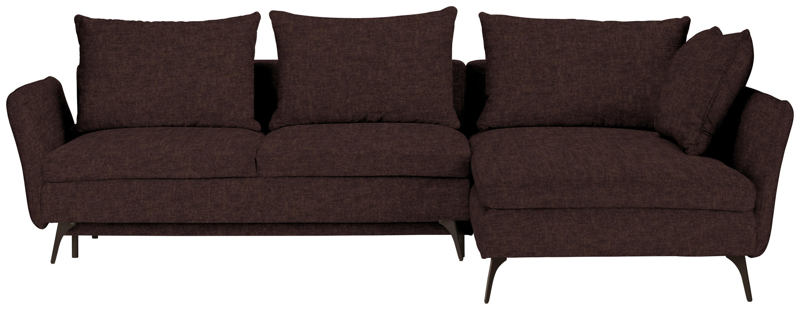ECKSOFA Dunkelbraun Webstoff  - Dunkelbraun/Schwarz, Design, Textil/Metall (282/182cm) - Stylife