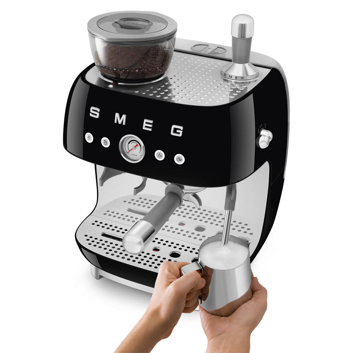 ESPRESSOMASCHINE  - Schwarz Hochglanz, Basics, Kunststoff/Metall (33,4/44,3/43cm) - SMEG