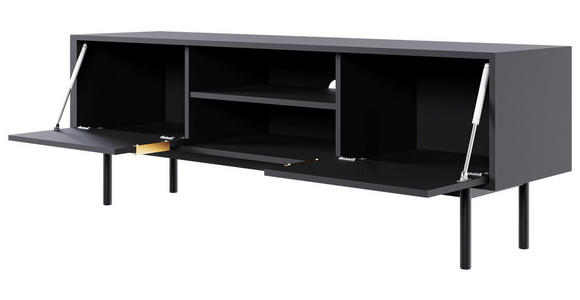 LOWBOARD Viva in 154/53,5/39 cm - Goldfarben/Schwarz, Design, Holzwerkstoff/Metall (154/53,5/39cm) - Xora