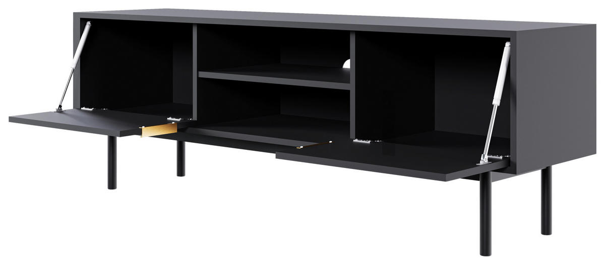 LOWBOARD Viva  in 154/53,5/39 cm  - Goldfarben/Schwarz, Design, Holzwerkstoff/Metall (154/53,5/39cm) - Xora