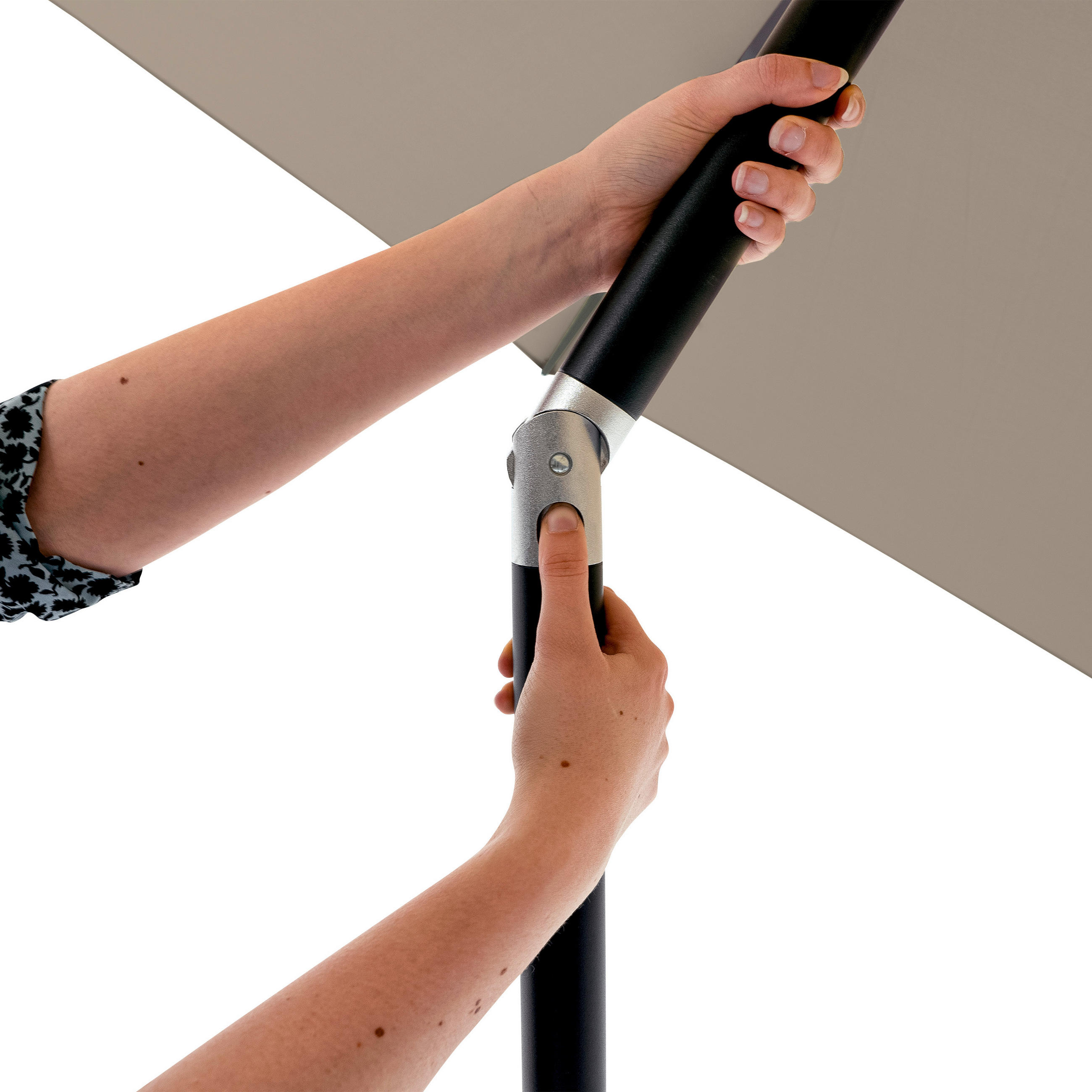 SONNENSCHIRM 200 cm Naturfarben  - Schwarz/Naturfarben, Basics, Kunststoff/Textil (200/200cm)