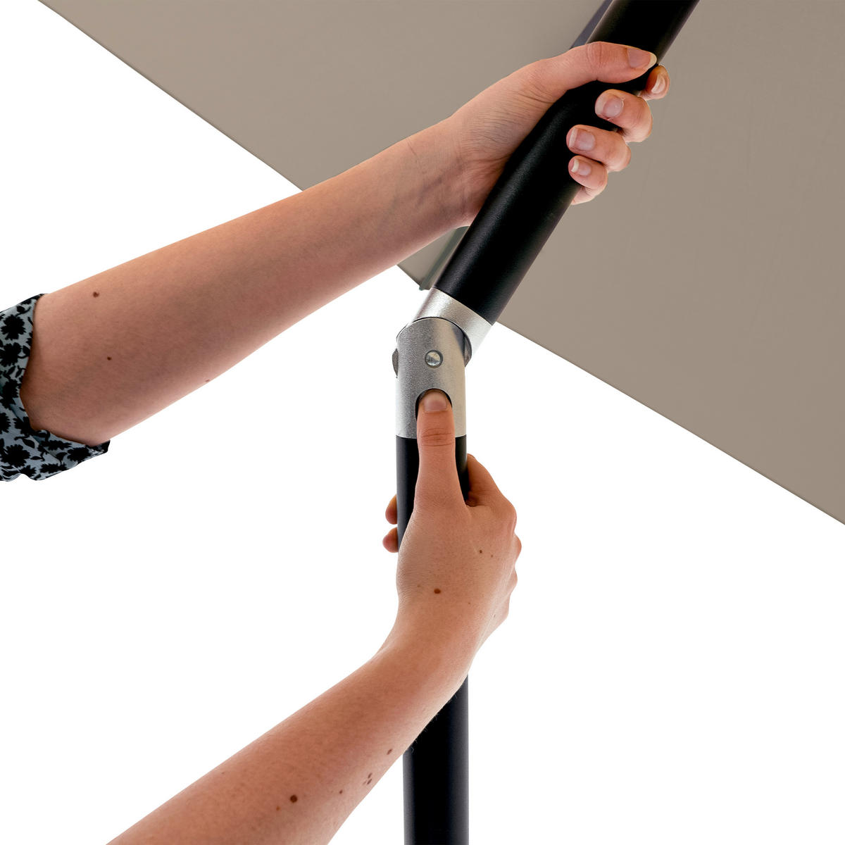 SONNENSCHIRM 200 cm Naturfarben  - Schwarz/Naturfarben, Basics, Kunststoff/Textil (200/200cm)