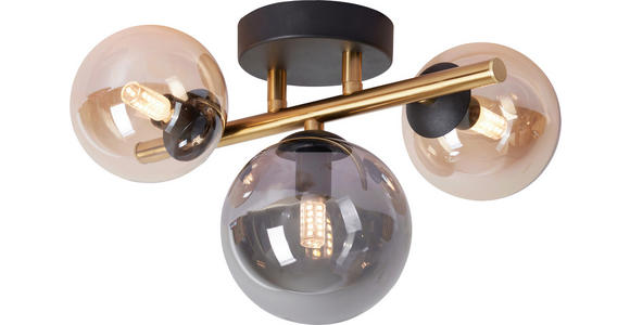 LED-WANDLEUCHTE 28/21/19 cm   - Goldfarben/Bernsteinfarben, LIFESTYLE, Glas/Metall (28/21/19cm) - Dieter Knoll