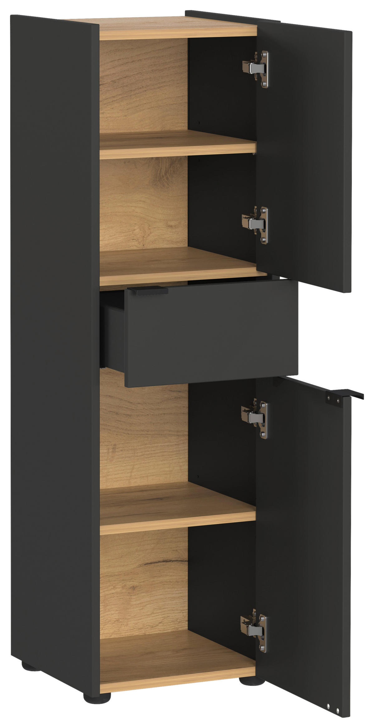 BADEZIMMER 4-teilig  in 200 cm  - Eichefarben/Schwarz, MODERN, Holzwerkstoff/Kunststoff (200cm) - Germania