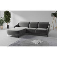 ECKSOFA BLUES V Grau Samt  - Schwarz/Grau, MODERN, Textil/Metall (191/271cm) - Sit & More