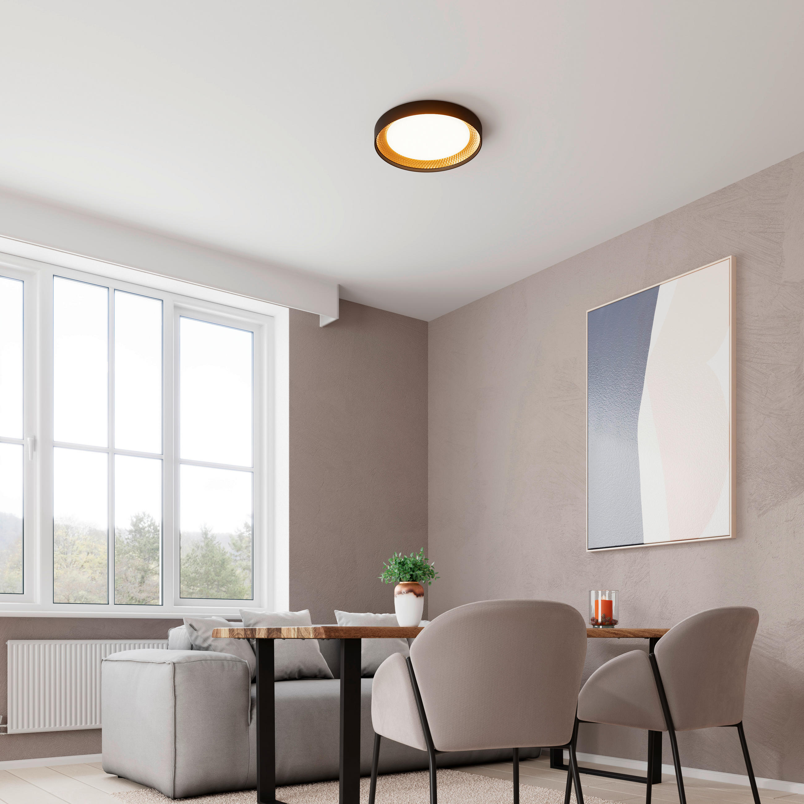 LED-TAKLAMPA 45 W 48,5/8 cm  - vit/champagne, Design, plast (48,5/8cm) - Novel