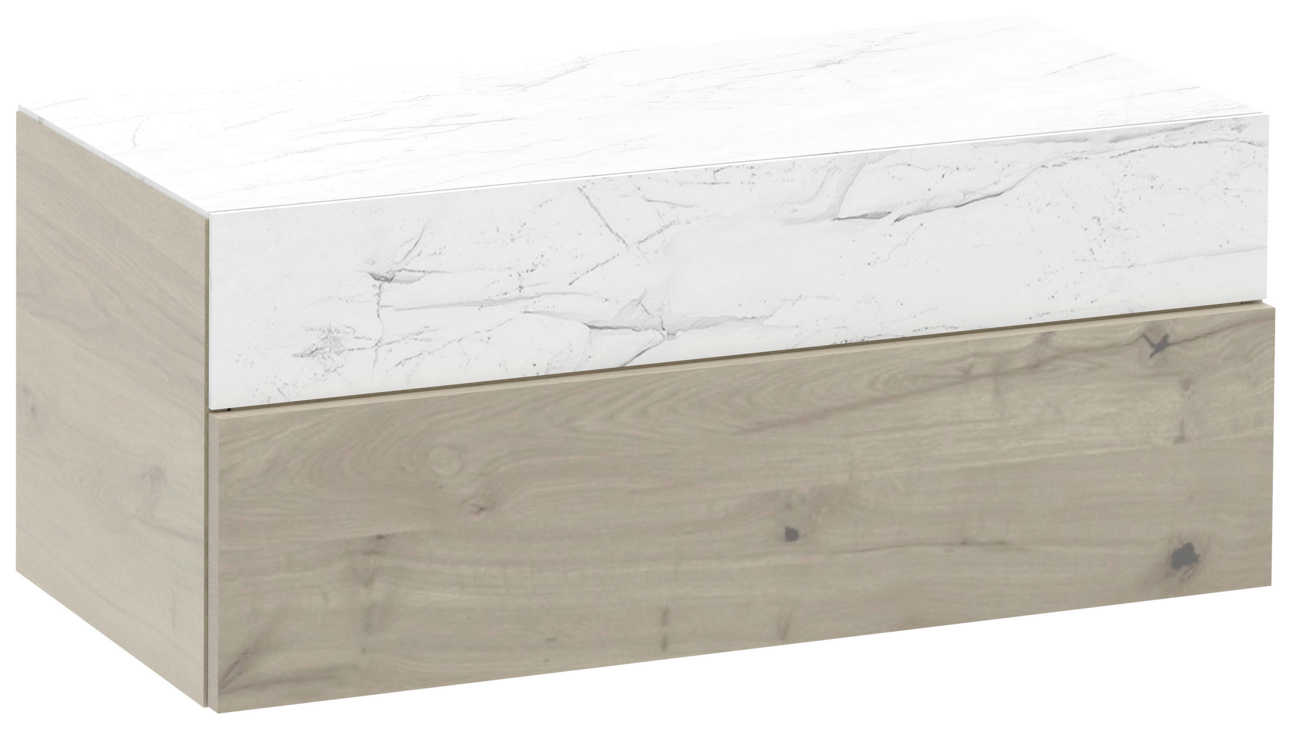 HÄNGEELEMENT Eiche furniert, mehrschichtige Massivholzplatte (Tischlerplatte) Weiß, Eichefarben  - Eichefarben/Weiß, Natur, Glas/Holz (96/40/42,6cm) - Voglauer