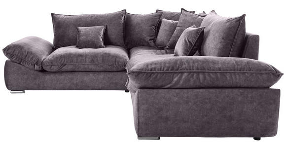 ECKSOFA Dunkelgrau Velours  - Chromfarben/Dunkelgrau, KONVENTIONELL, Kunststoff/Textil (247/247cm) - Carryhome