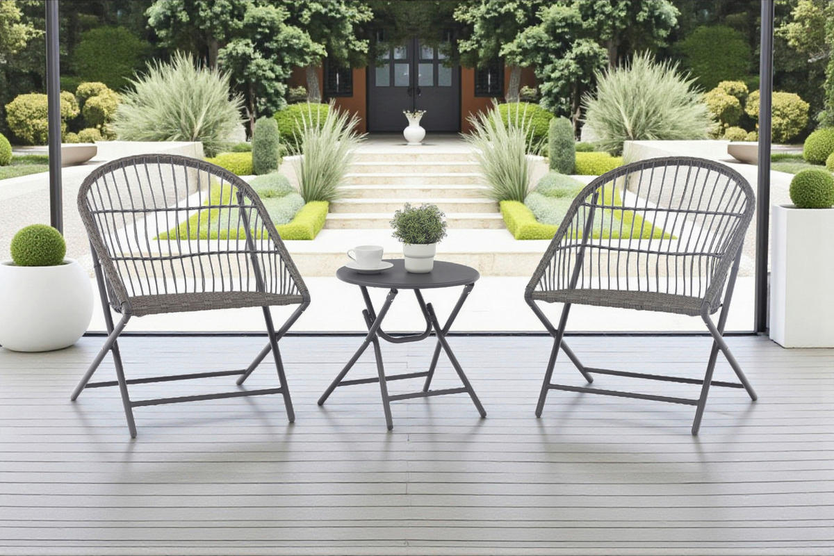 BALKONSET Anthrazit 3-teilig  - Anthrazit, KONVENTIONELL, Kunststoff/Metall