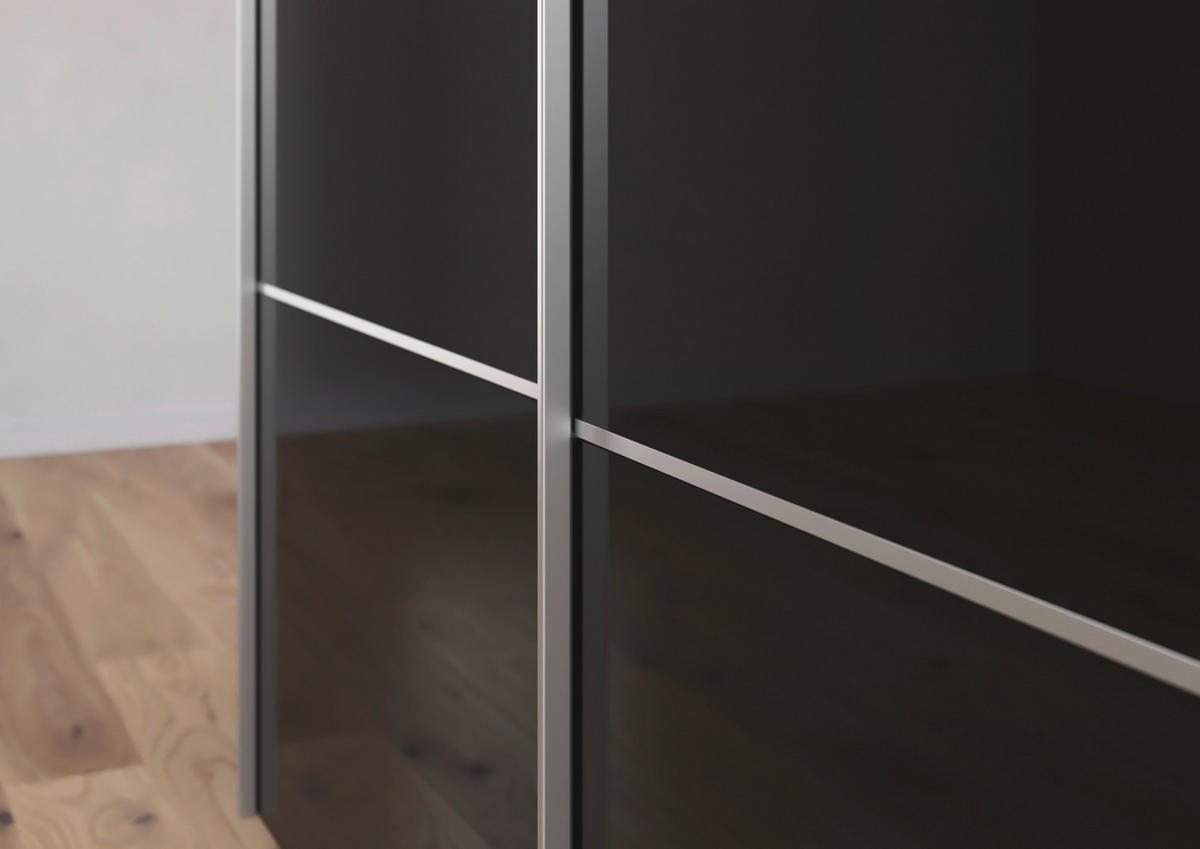 SCHWEBETÜRENSCHRANK in Schwarz, Weiss  - Weiss/Alufarben, Konventionell, Glas/Holzwerkstoff (181/223/67cm) - Novel
