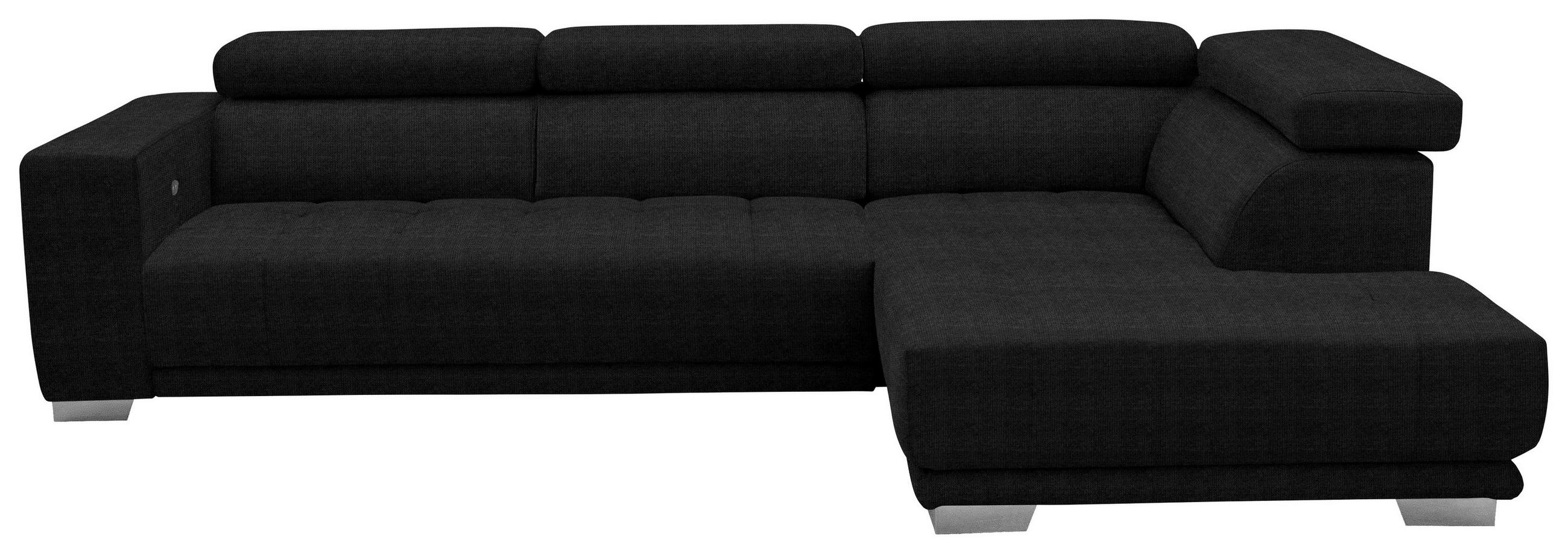 ECKSOFA in Mikrofaser Graphitfarben  - Chromfarben/Graphitfarben, Design, Textil/Metall (301/207cm) - Xora