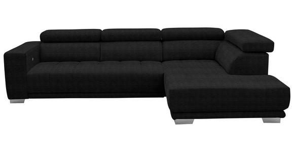 ECKSOFA in Mikrofaser Graphitfarben  - Chromfarben/Graphitfarben, Design, Textil/Metall (301/207cm) - Xora