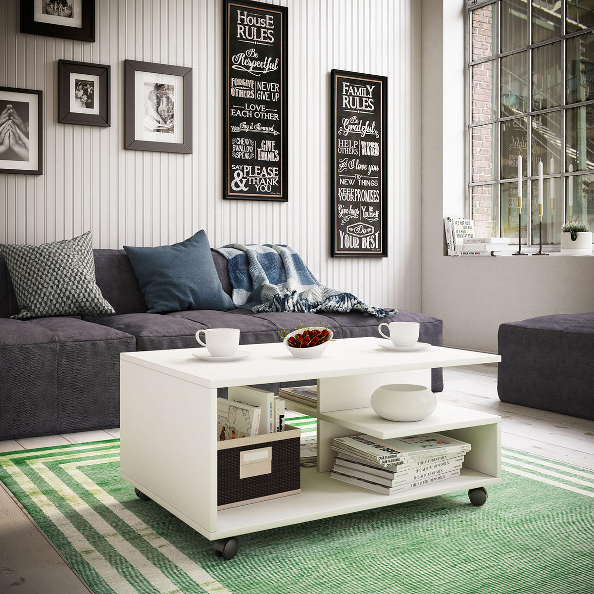 COUCHTISCH in Holzwerkstoff 50/80/40 cm  - Weiss, Basics, Holzwerkstoff (50/80/40cm) - MID.YOU