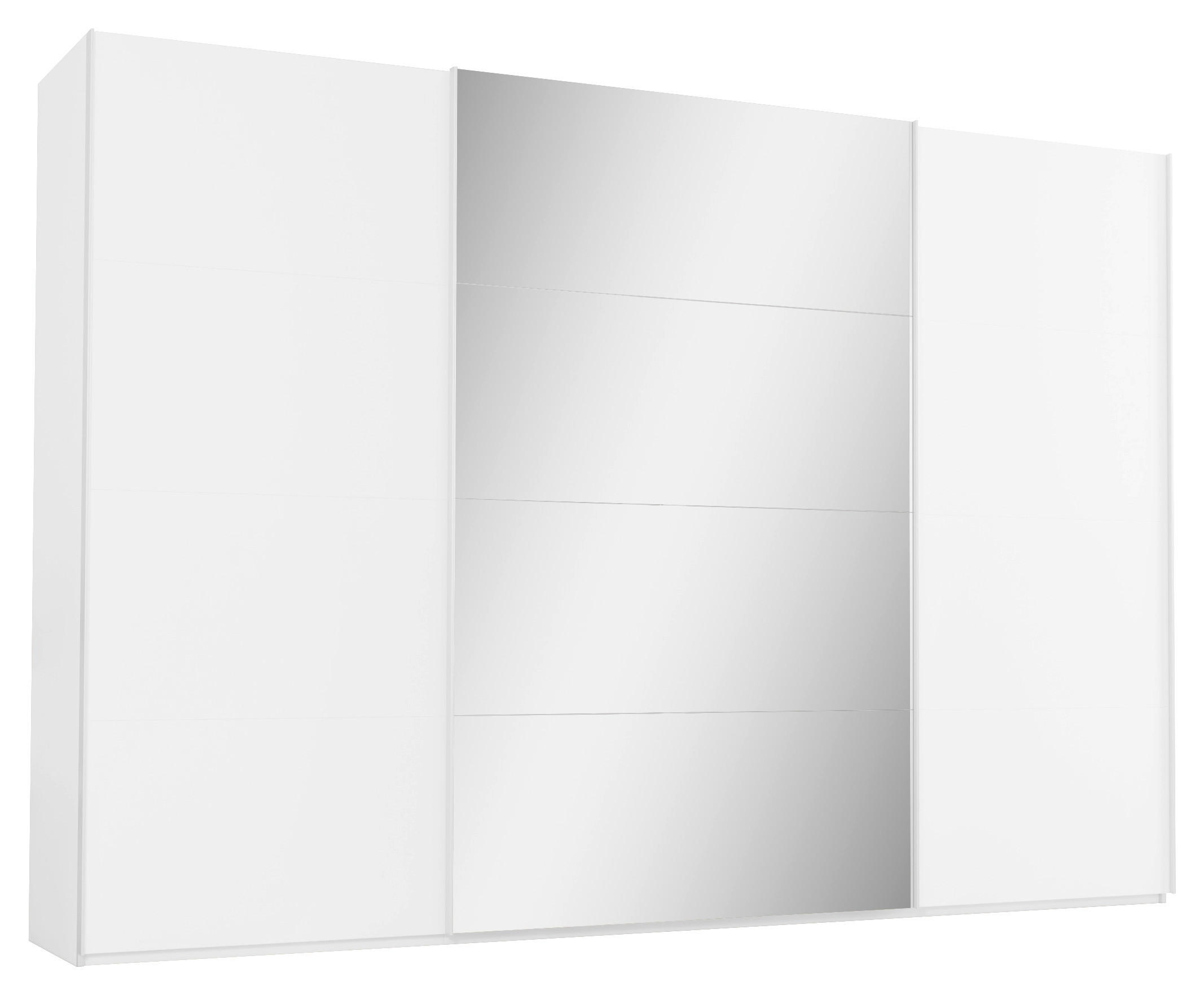 SCHWEBETÜRENSCHRANK 316/223/68 cm 3-türig Weiß  - Weiß, KONVENTIONELL, Glas/Holzwerkstoff (316/223/68cm) - home24