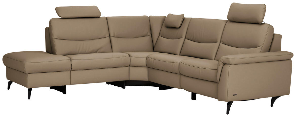 ECKSOFA  in Echtleder Cappuccino  249/280 cm  - Anthrazit/Cappuccino, Design, Leder/Metall (249/280cm) - Himolla Komfortklass