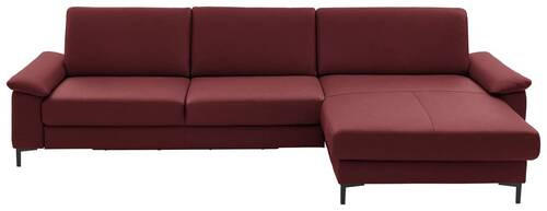 ECKSOFA in Echtleder Rot  - Rot/Schwarz, Design, Leder/Metall (334/176cm) - Dieter Knoll