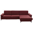 ECKSOFA in Echtleder Rot  - Rot/Schwarz, Design, Leder/Metall (334/176cm) - Dieter Knoll