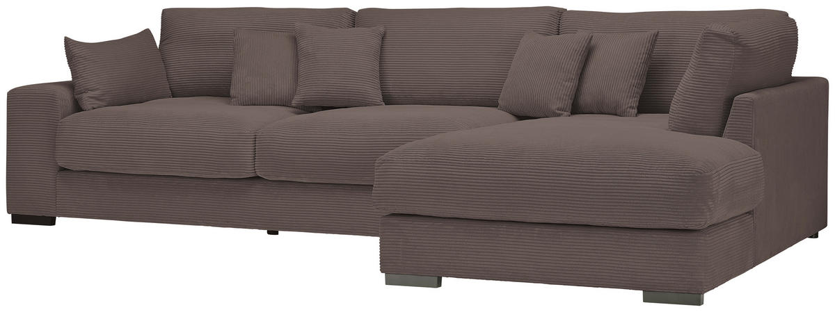 ECKSOFA in Cord Mokka  340/205 cm  - Schwarz/Mokka, Design, Kunststoff/Textil (340/205cm) - Lomoco