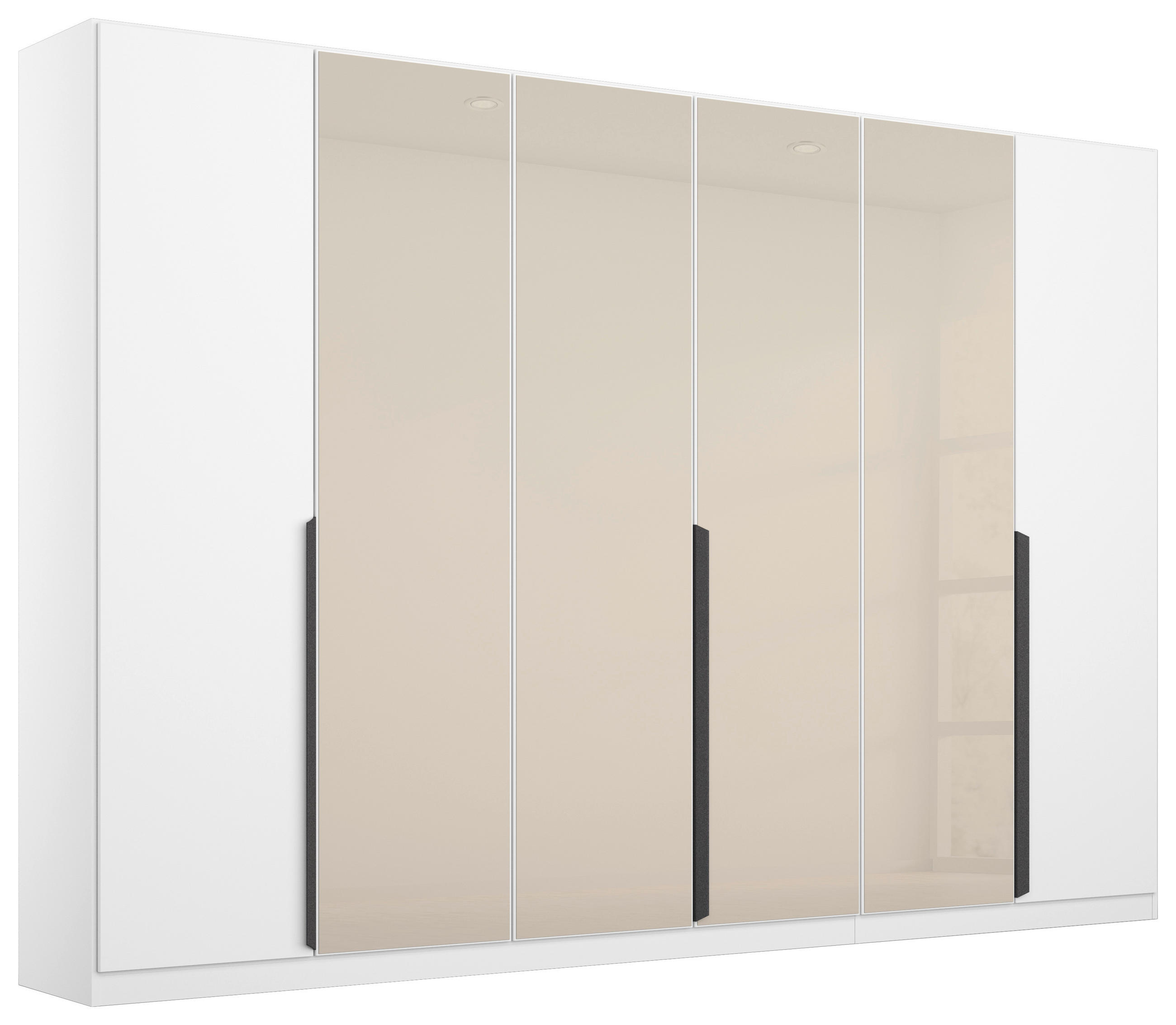 DREHTÜRENSCHRANK 271/210/54 cm,  in Weiß, Champagner, 6  - Champagner/Weiß, MODERN, Glas/Holzwerkstoff (271/210/54cm) - Rauch Möbel