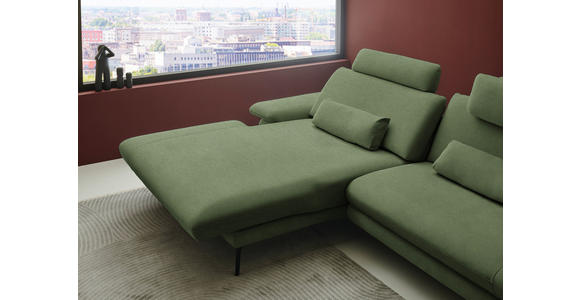 ECKSOFA  in Chenille, Flachgewebe Grün Rücken echt  180/284 cm  - Schwarz/Grün, Design, Textil/Metall (180/284cm) - Dieter Knoll