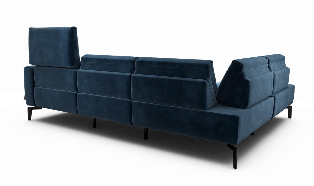 ECKSOFA Cosy Dunkelblau Samt  - Schwarz/Dunkelblau, Design, Textil/Metall (193/256cm) - SENSOO