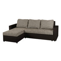 ECKSOFA Cappuccino, Mokka Lederlook, Webstoff  - Schwarz/Mokka, Design, Kunststoff/Textil (147/228cm) - P & B