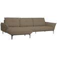 ECKSOFA in Echtleder Hellbraun  - Hellbraun/Schwarz, Design, Leder/Metall (182/325cm) - Valnatura