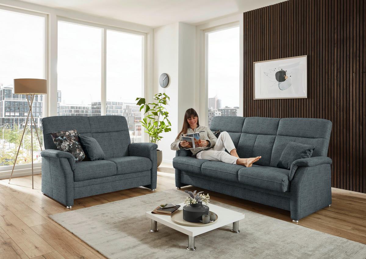 SITZGARNITUR Flachgewebe Grau  - Alufarben/Grau, Konventionell, Textil/Metall (142-194/100/89cm) - Beldomo Comfort