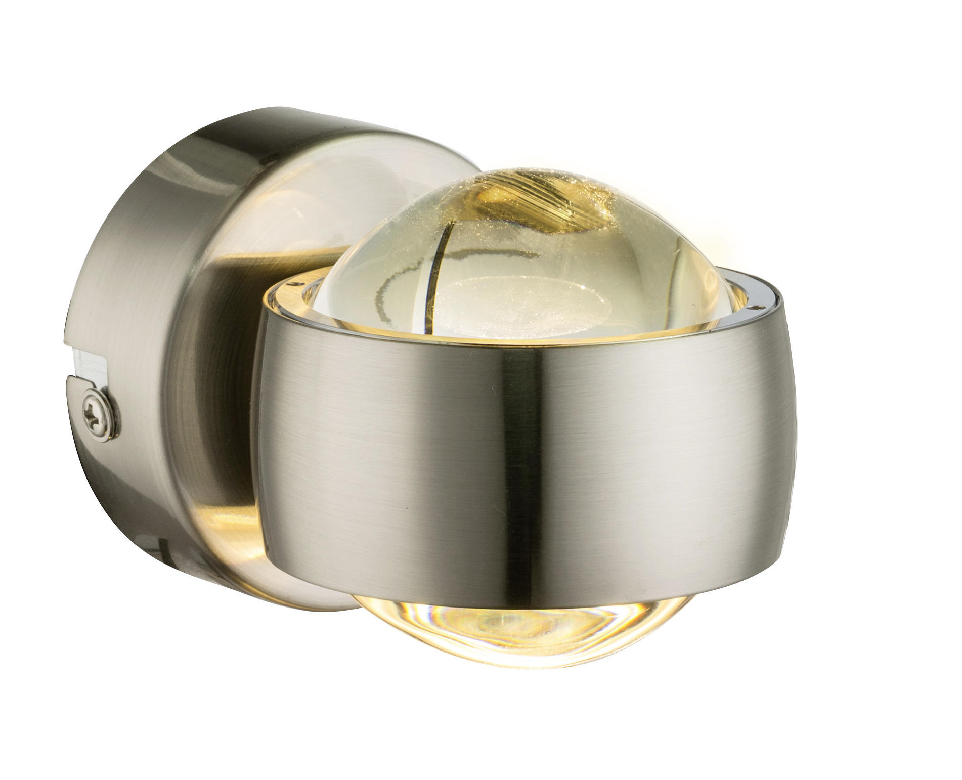 LED-WANDLEUCHTE  7,5 cm  - Nickelfarben, Design, Glas/Metall (7,5cm) - Globo