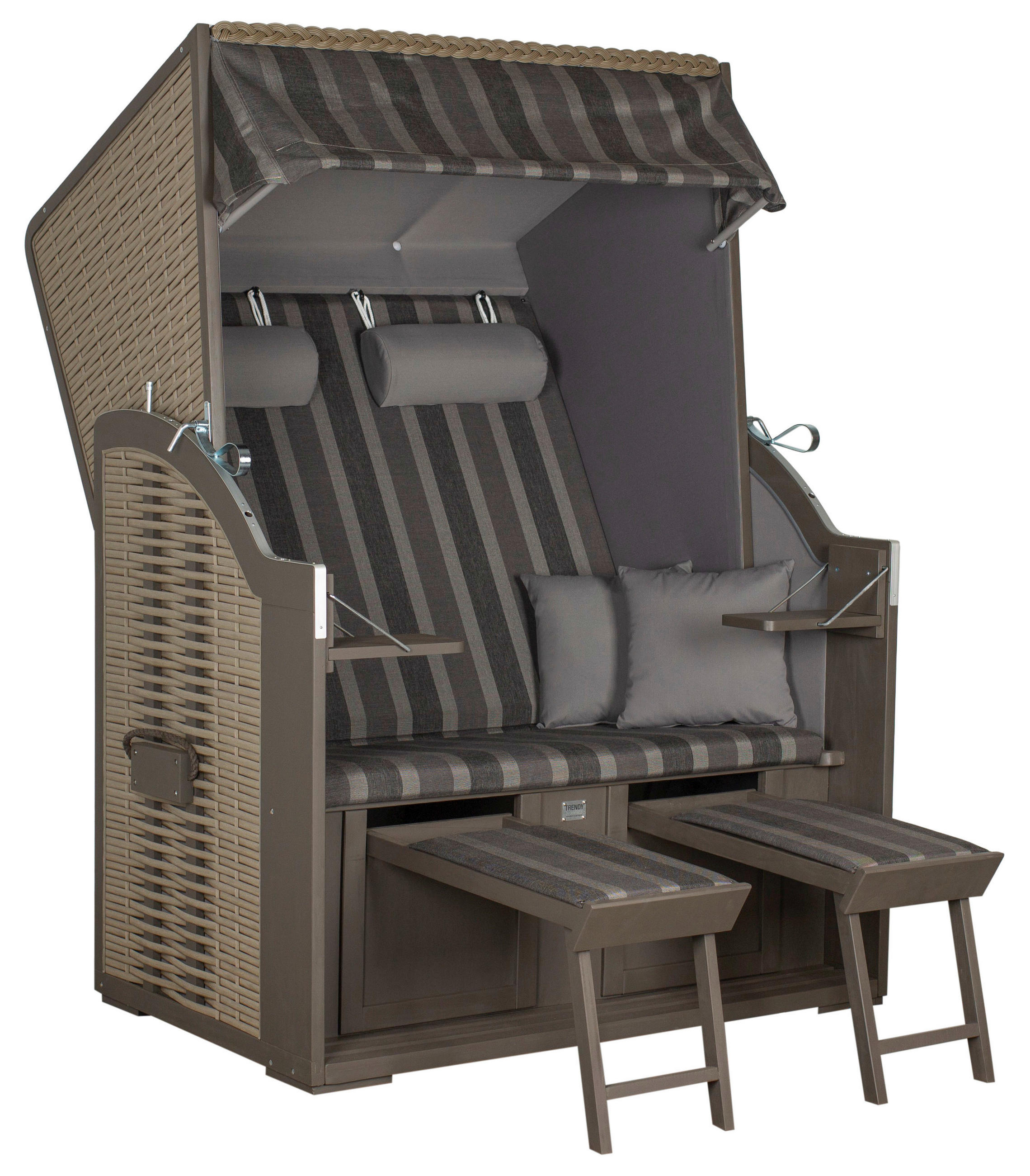 STRANDKORB Dunkelgrau  - Dunkelgrau, LIFESTYLE, Holz/Textil (120/160/80cm)