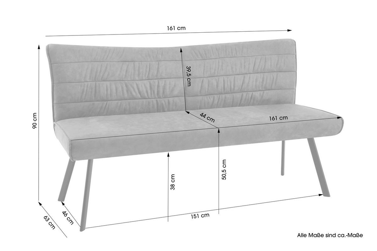 STUHL-SET  in Stahl Mikrofaser  - Anthrazit, MODERN, Textil/Metall (161/90/63cm) - MID.YOU