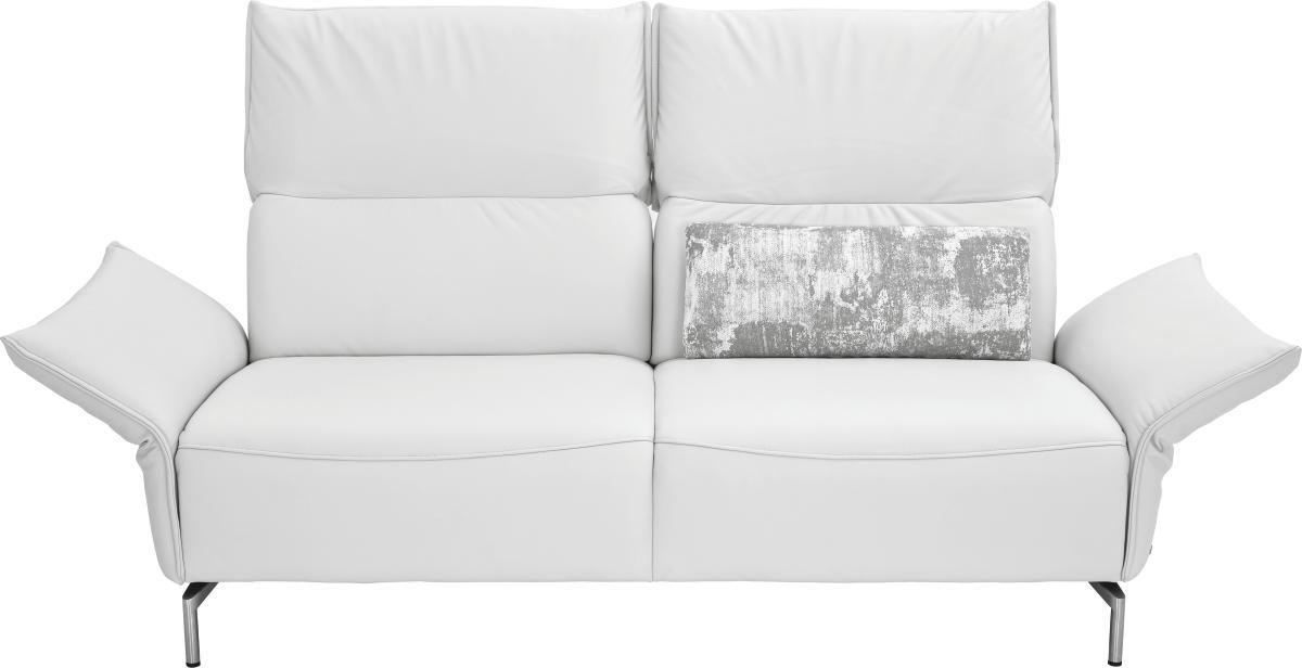 2,5-SITZER Echtleder Weiß  - Weiß/Nickelfarben, Design, Leder/Metall (200/107/88cm) - Koinor