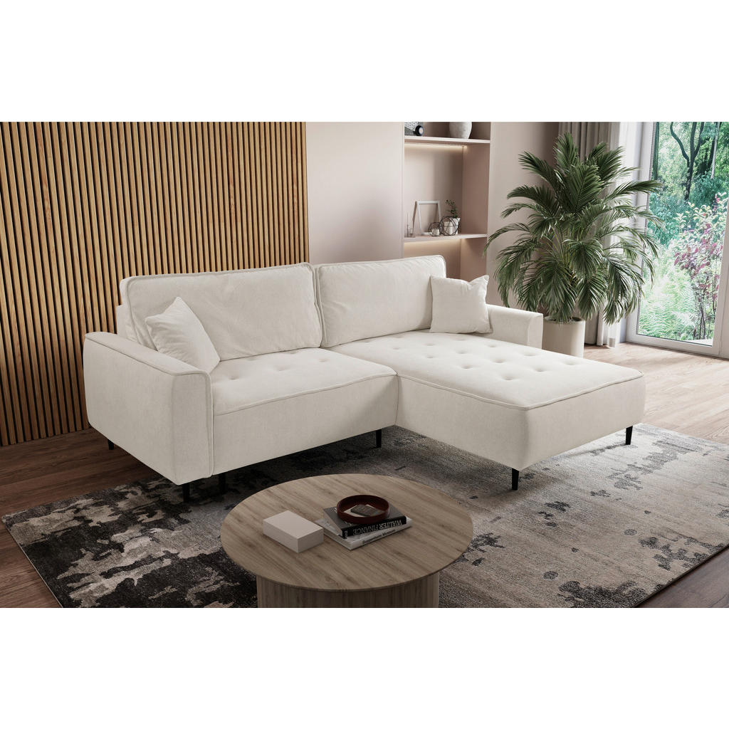 Thumbnail - Mid.you Ecksofa, Beige, Textil, Kiefer, 3-Sitzer, Füllung: Polyurethan (PUR),Polyurethan (Pur), Ottomane rechts, L-Form,...