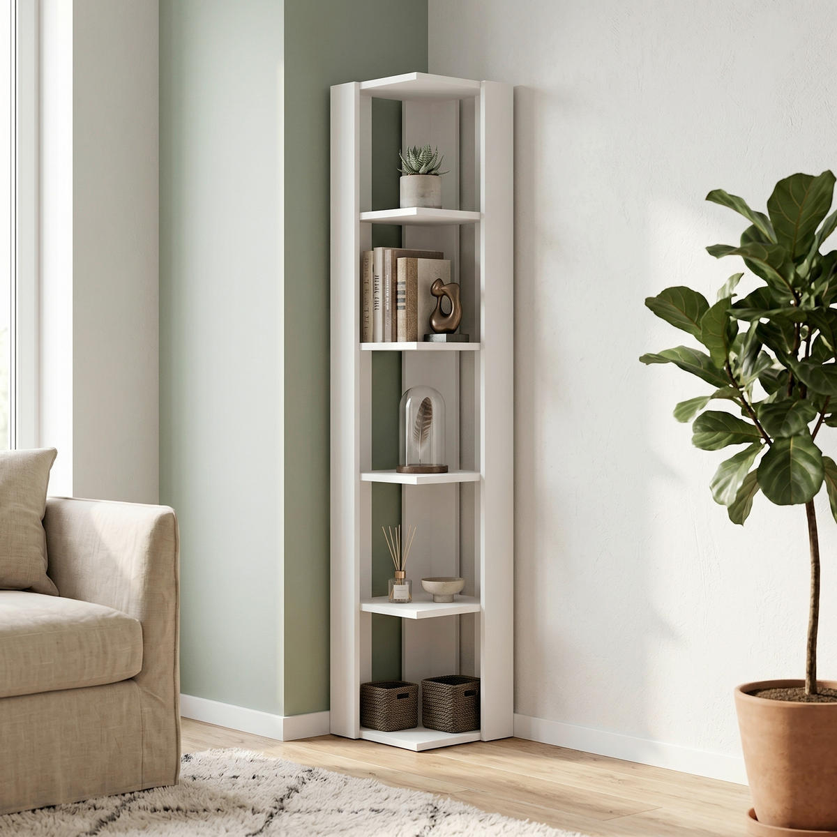 ECKREGAL - Weiß, Design, Holzwerkstoff (34/161/34cm) - Livetastic