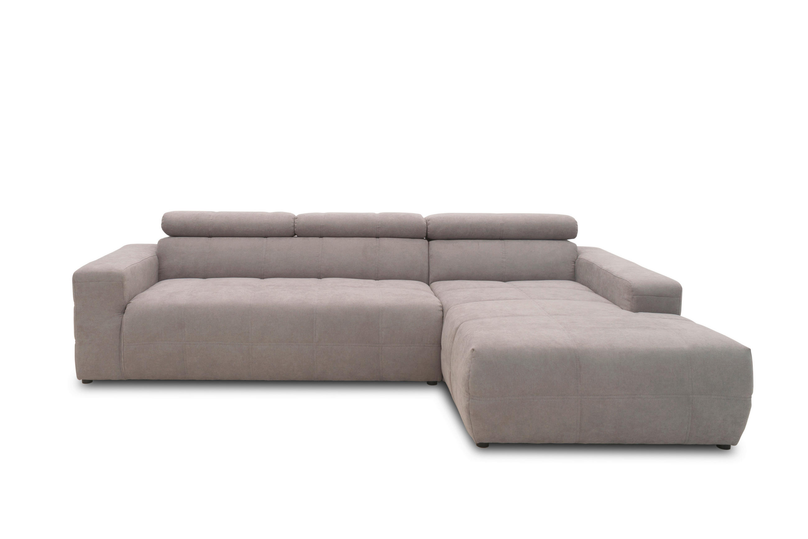 ECKSOFA Silberfarben Mikrofaser  - Silberfarben/Schwarz, Design, Kunststoff/Textil (285/175cm) - MID.YOU