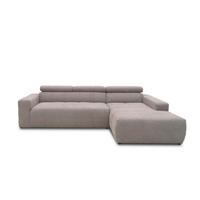 ECKSOFA in Mikrofaser Silberfarben  285/175 cm  - Silberfarben/Schwarz, Design, Kunststoff/Textil (285/175cm) - MID.YOU