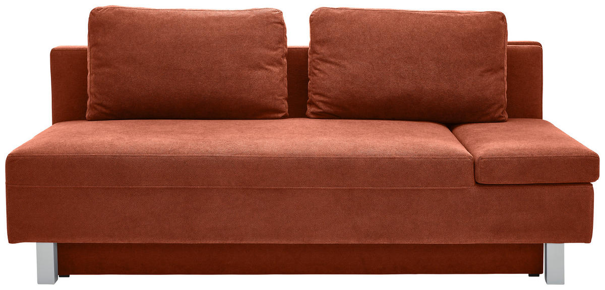 SCHLAFSOFA in Flachgewebe Kupferfarben  - Chromfarben/Kupferfarben, Design, Holz/Textil (205/77-93/99cm) - Novel