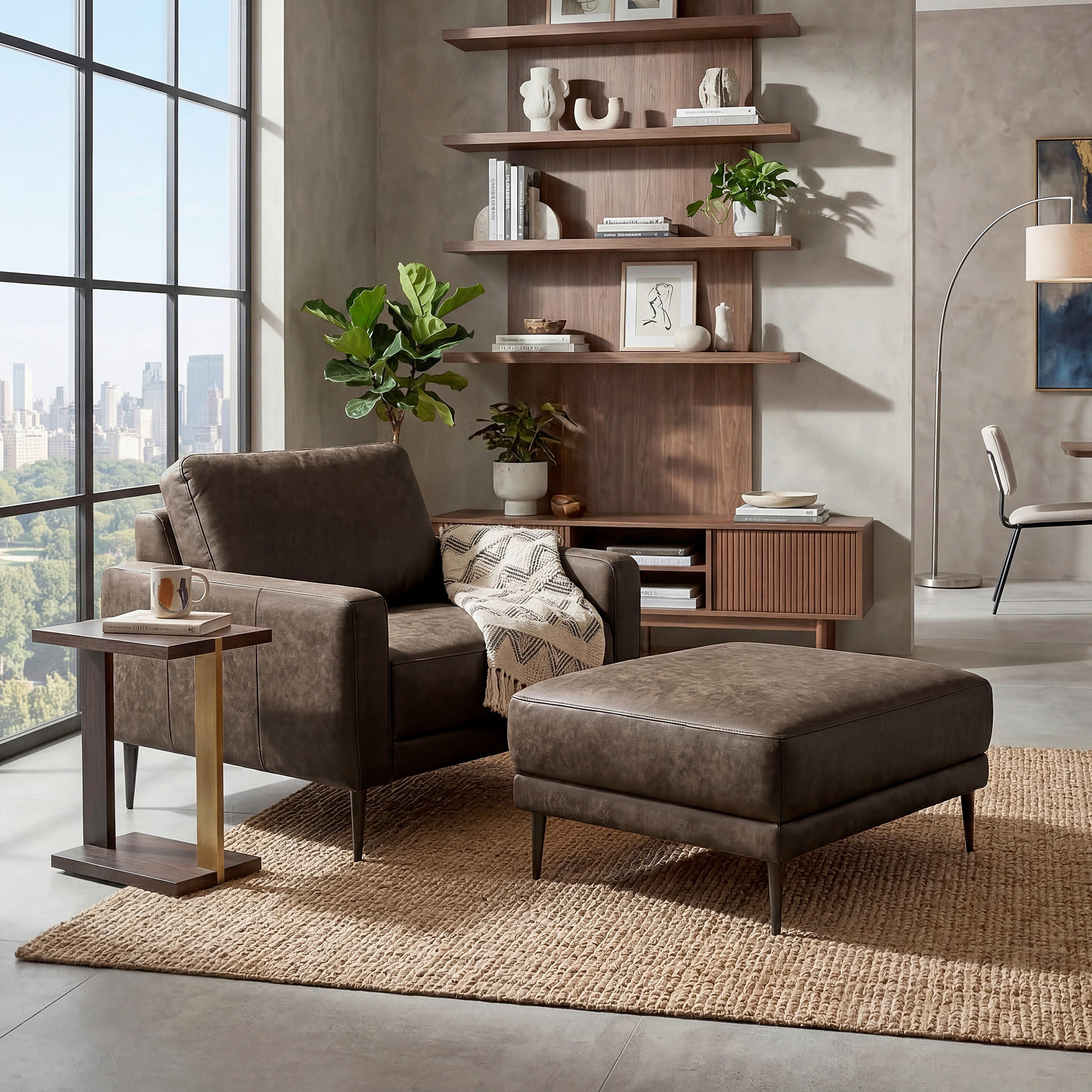 SESSEL  in Lederlook Echtleder Dunkelbraun  - Dunkelbraun/Schwarzchrom, Design, Leder/Textil (88cm) - Livetastic