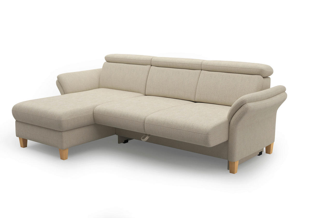 ECKSOFA GLENDALE E Sandfarben Chenille  - Sandfarben/Eichefarben, KONVENTIONELL, Holz/Textil (166/253cm) - Sit & More