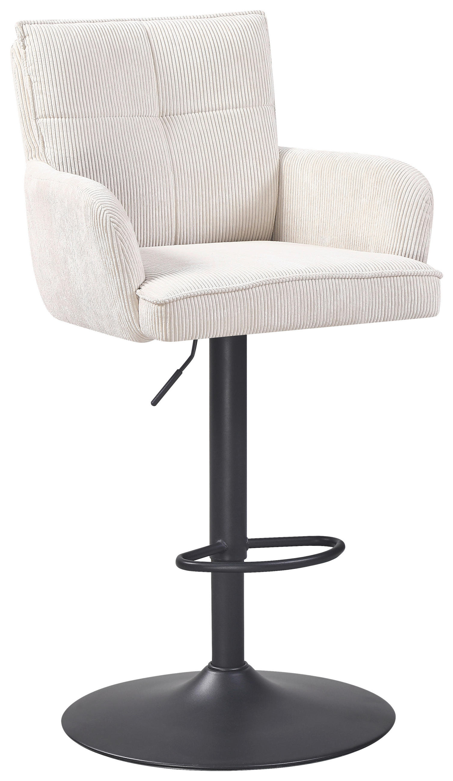BARHOCKER Cord Schwarz, Beige Eisen Sitzfläche 360° drehbar  - Beige/Schwarz, KONVENTIONELL, Textil/Metall (57/100-121/57cm) - MID.YOU