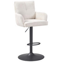 BARHOCKER Cord Schwarz, Beige Eisen Sitzfläche 360° drehbar  - Beige/Schwarz, KONVENTIONELL, Textil/Metall (57/100-121/57cm) - MID.YOU