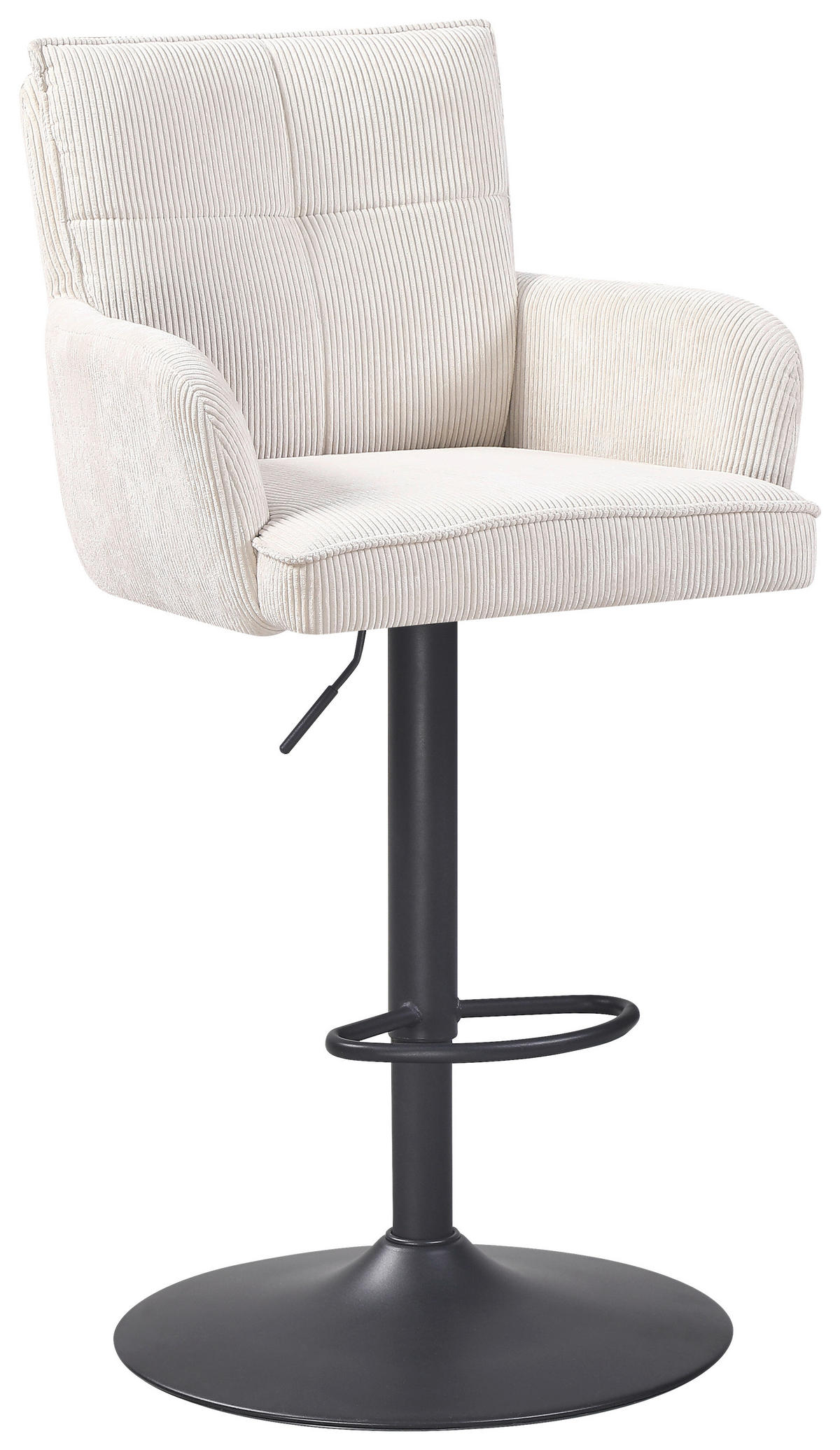 BARHOCKER Cord Schwarz, Beige Eisen Sitzfläche 360° drehbar  - Beige/Schwarz, KONVENTIONELL, Textil/Metall (57/100-121/57cm) - MID.YOU