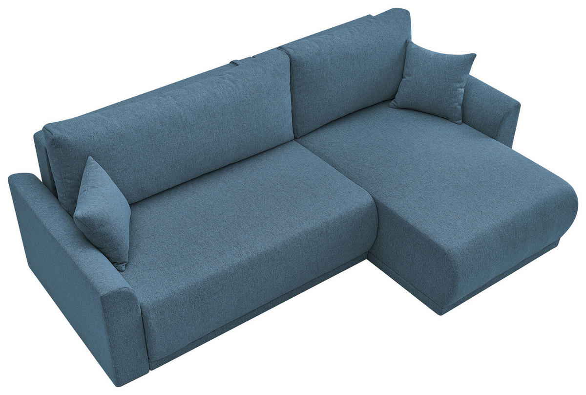 ECKSOFA KIMMY Blau Flachgewebe Zierkissen, Rückenkissen, Bettkasten  - Blau/Schwarz, Design, Kunststoff/Textil (233/146cm) - P & B