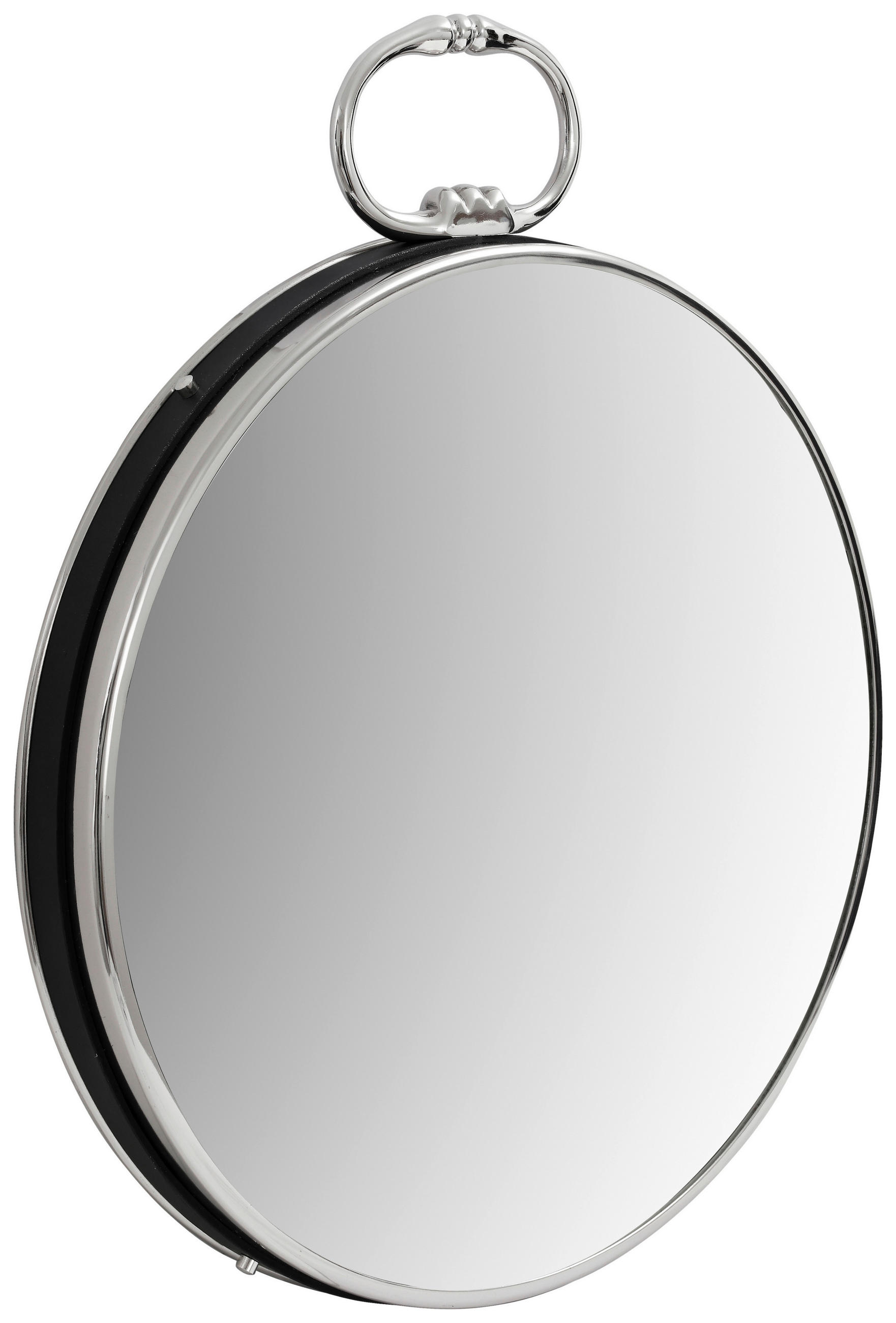 WANDSPIEGEL 51/62/5 cm    in rund  - Silberfarben/Schwarz, LIFESTYLE, Glas/Metall (51/62/5cm) - Kayoom