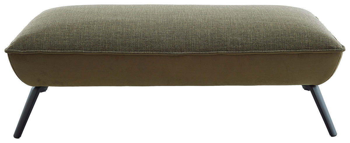 ECKSOFA in Flachgewebe Olivgrün  - Schwarz/Olivgrün, Design, Textil/Metall (320/169cm) - Moderano