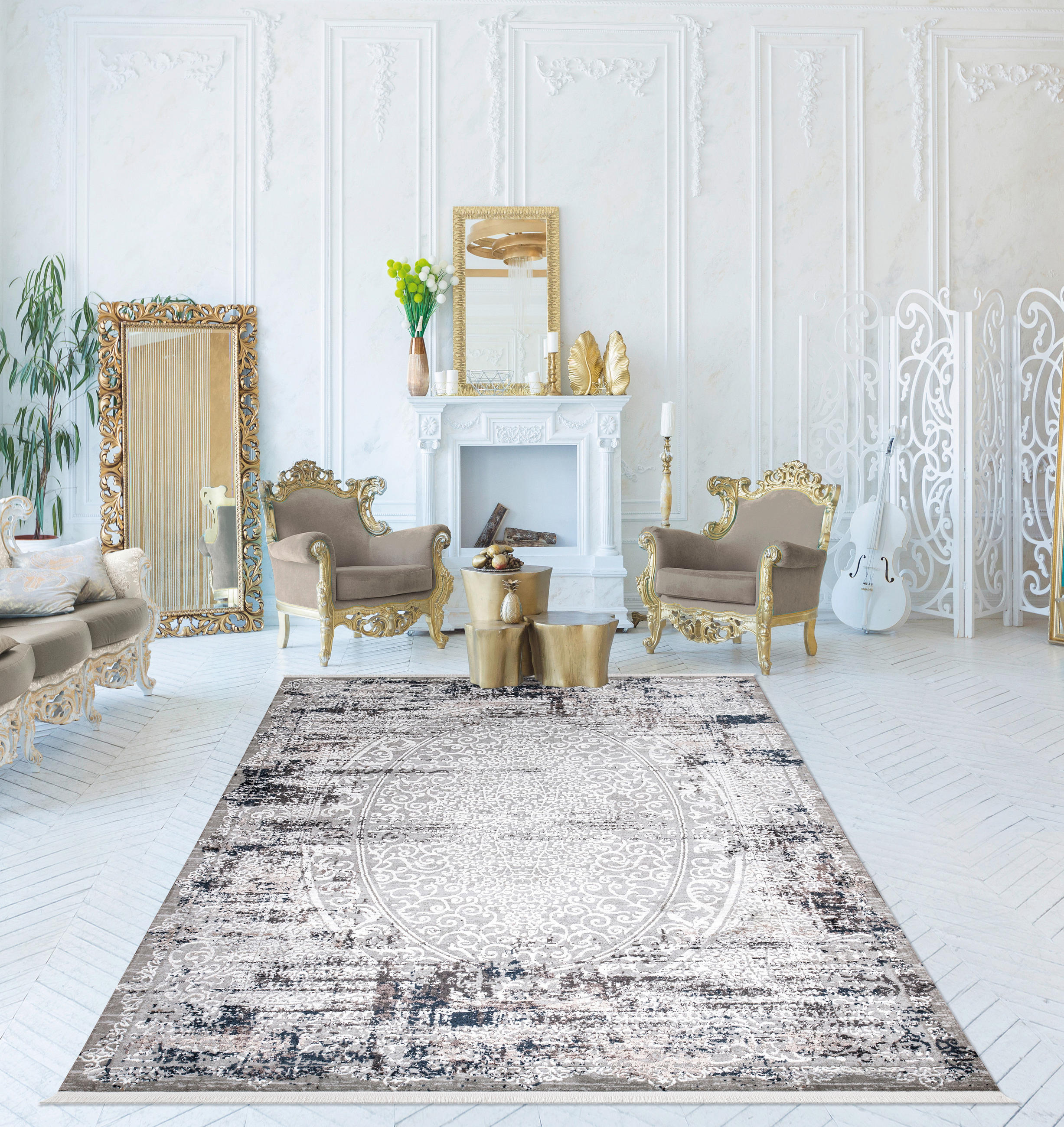 VINTAGE-TEPPICH 120/180 cm Royal Braun, Hellgrau  - Hellgrau/Braun, LIFESTYLE, Textil (120/180cm) - Novel