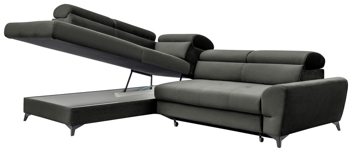 Freisteller von MID.YOU ECKSOFA Schwarz Velours.