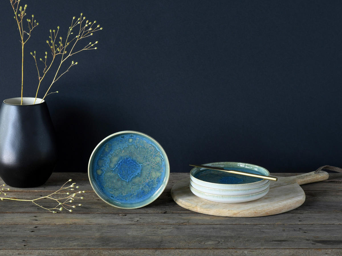 SADA TALÍŘŮ, keramika, 17,5 cm - modrá/zelená, Basics, keramika (17,5cm) - Creatable